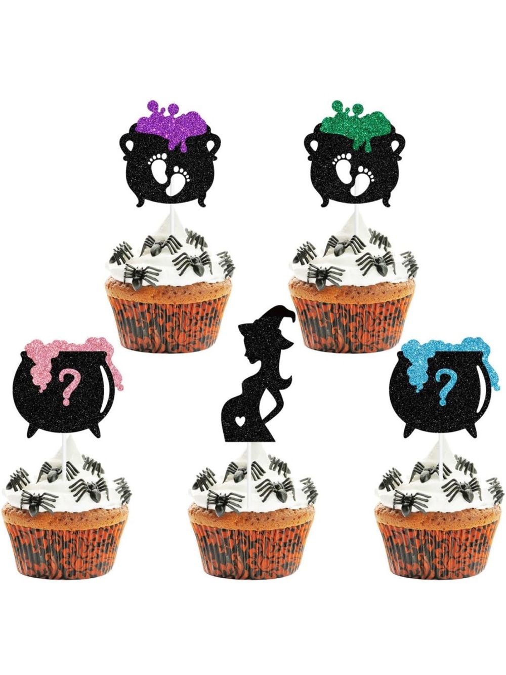 Halloween Baby Shower Cupcake Topper, A Baby is Brewing 15 pcs